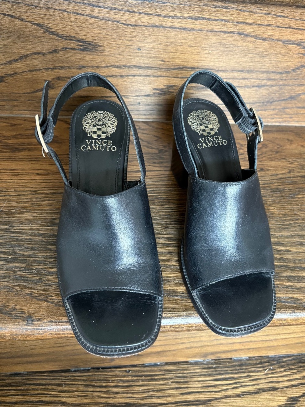 Vince Camuto Brendiza Black Leather Slingback Sandals